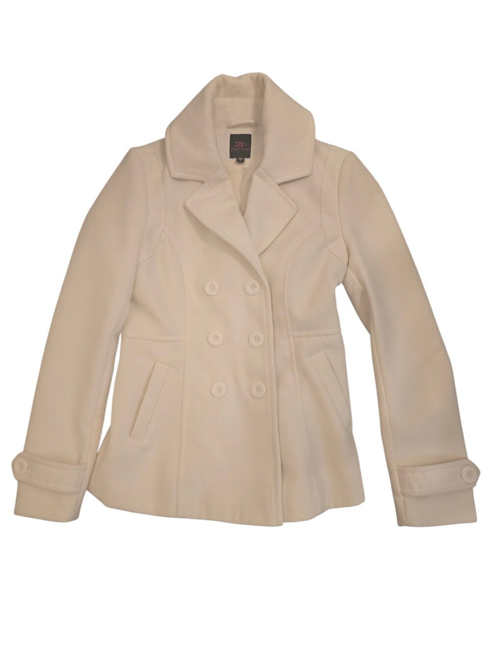 2b Bebe, Women Peacoat, Cream Color